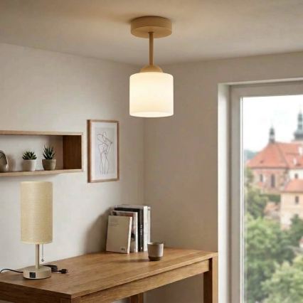 BRILAGI - LED opbouwplafondlamp RETRO GLASS 1xE27/60W/230V Ø 10 cm beige/wit