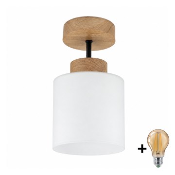 BRILAGI - LED opbouwplafondlamp RETRO GLASS 1xE27/60W/230V Ø 10 cm eiken/wit