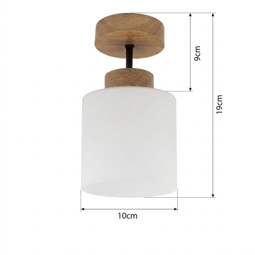 BRILAGI - LED opbouwplafondlamp RETRO GLASS 1xE27/60W/230V Ø 10 cm eiken/wit