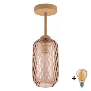 BRILAGI - LED Opbouwplafondlamp RETRO GLASS 1xE27/60W/230V Ø 14 cm beige/rookbruin
