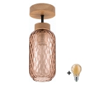 BRILAGI - LED opbouwplafondlamp RETRO GLASS 1xE27/60W/230V Ø 14 cm eik/rookbruin