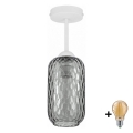BRILAGI - LED Opbouwplafondlamp RETRO GLASS 1xE27/60W/230V Ø 14 cm wit/rookgrijs