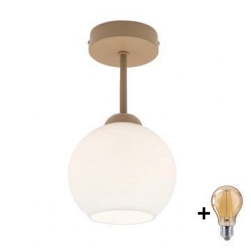 BRILAGI - LED Opbouwplafondlamp RETRO GLASS 1xE27/60W/230V Ø 15 cm beige/wit