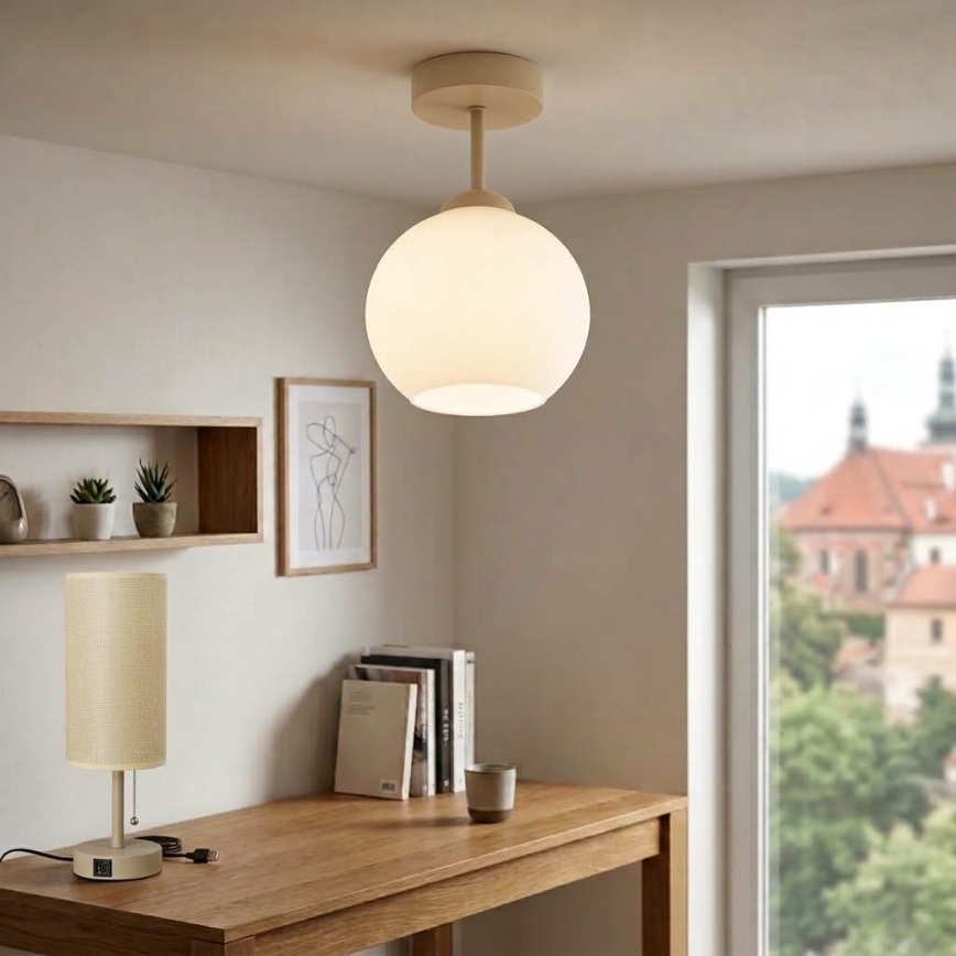 BRILAGI - LED Opbouwplafondlamp RETRO GLASS 1xE27/60W/230V Ø 15 cm beige/wit