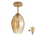 BRILAGI - LED Opbouwplafondlamp RETRO GLASS 1xE27/60W/230V Ø 17 cm beige/gerookt beige