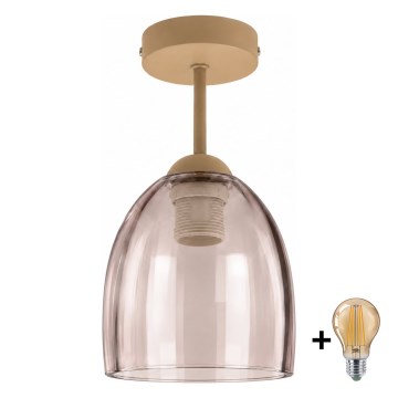 BRILAGI - LED Opbouwplafondlamp RETRO GLASS 1xE27/60W/230V Ø 17 cm beige/gerookt beige