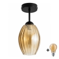 BRILAGI - LED opbouwplafondlamp RETRO GLASS 1xE27/60W/230V Ø 17 cm zwart/rookbeige