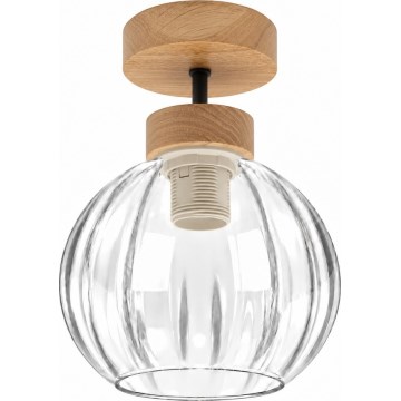 BRILAGI - LED-opbouwplafondlamp RETRO GLASS 1xE27/60W/230V Ø 18 cm eiken/helder