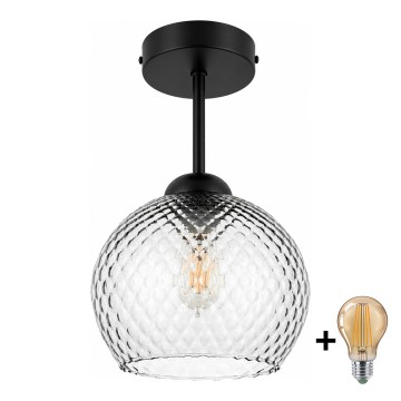 BRILAGI - LED Opbouwplafondlamp RETRO GLASS 1xE27/60W/230V Ø 18 cm zwart/rookgrijs