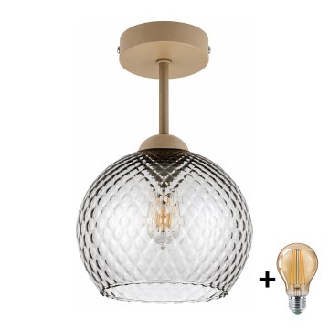 BRILAGI - LED opbouwplafondlamp RETRO GLASS 1xE27/60W/230V Ø 25 cm beige/rookgrijs