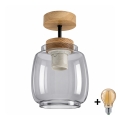 BRILAGI - LED opbouwplafondlamp RETRO GLASS 1xE27/60W/230V Ø 26 cm eik/rookgrijs