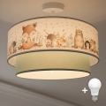 Brilagi - LED opbouwplafondlamp voor kinderen BOBO 1xE27/60W/230V Ø 40 cm wit/groen/met dierenmotief