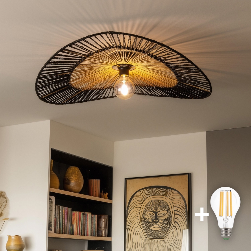 Brilagi - LED opbouwplafonnière CERIA BOHO 1x E27/40W/230V Ø 80 cm zwart/bruin