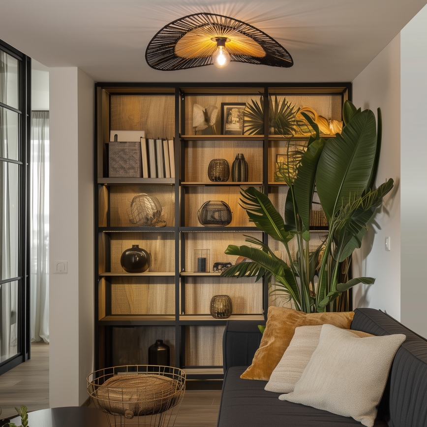 Brilagi - LED opbouwplafonnière CERIA BOHO 1x E27/40W/230V Ø 80 cm zwart/bruin