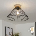 BRILAGI - LED opbouwplafonnière CERIA WIRE 1xE27/40W/230V Ø 45 cm zwart/eiken