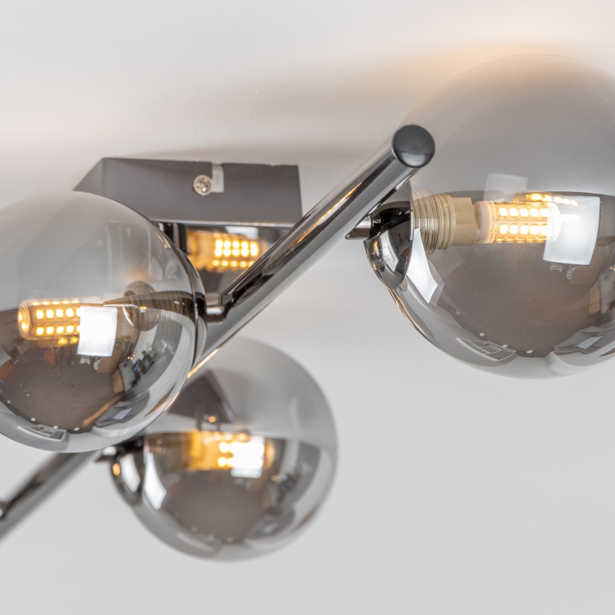 Brilagi - LED opbouwplafonnière MILLA 4xG9/3W/230V zwart chroom/rookglas