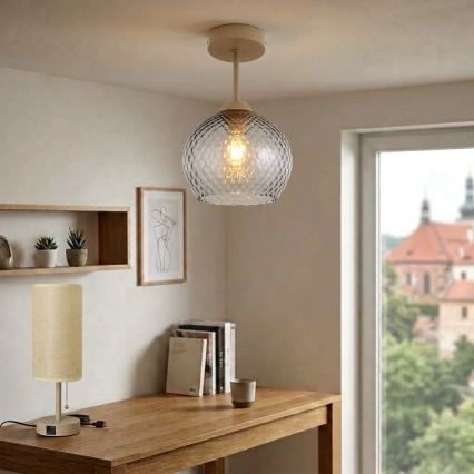 BRILAGI - LED Opbouwlamp RETRO GLASS 1xE27/60W/230V Ø 18 cm beige/rookgrijs