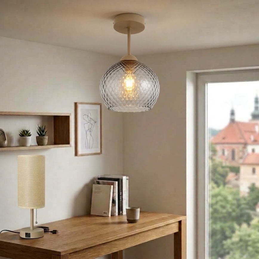 BRILAGI - LED Opbouwlamp RETRO GLASS 1xE27/60W/230V Ø 18 cm beige/rookgrijs