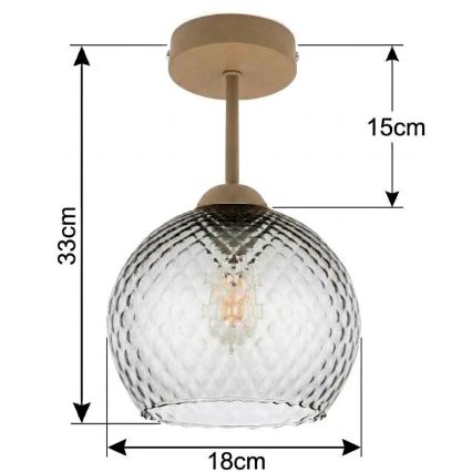 BRILAGI - LED Opbouwlamp RETRO GLASS 1xE27/60W/230V Ø 18 cm beige/rookgrijs