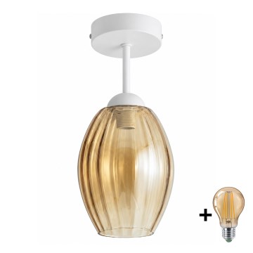 BRILAGI - LED opbouwplafonnière RETRO GLASS 1xE27/60W/230V Ø 17 cm wit/rookbeige