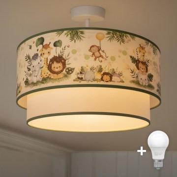 Brilagi - LED opbouwplafonnière voor kinderen BOBO 1xE27/60W/230V Ø 40 cm crème/groen/jungle