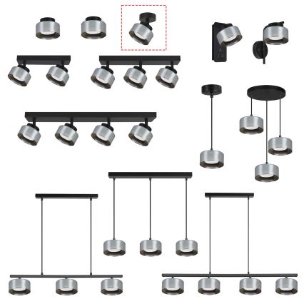 Brilagi - LED Opbouwspot AURA LUX 1xGX53/30W/230V Ø 13 cm zwart/gerookt glas