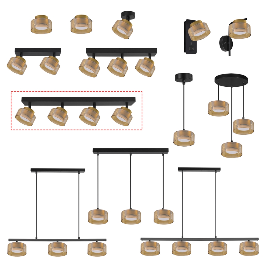 Brilagi - LED Opbouwspot AURA LUX 4xGX53/30W/230V zwart/goud