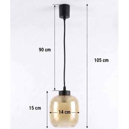 Brilagi - LED-hanglamp aan snoer RETRO GLASS 1x E27/60W/230V Ø 14 cm zwart/rookbruin