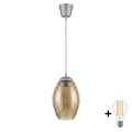 Brilagi - LED pendellamp aan kabel RETRO GLASS 1xE27/60W/230V Ø 17 cm zilver/rookbeige