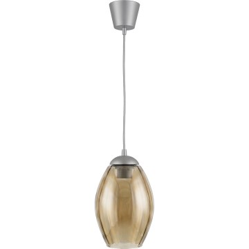 Brilagi - LED pendellamp aan kabel RETRO GLASS 1xE27/60W/230V Ø 17 cm zilver/rookbeige