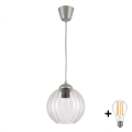 Brilagi - LED-pendellamp aan kabel RETRO GLASS 1xE27/60W/230V Ø 18 cm zilver/helder