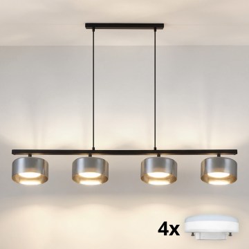 Brilagi - LED Pendellamp met kabel AURA LUX 4xGX53/30W/230V zwart/rookglas