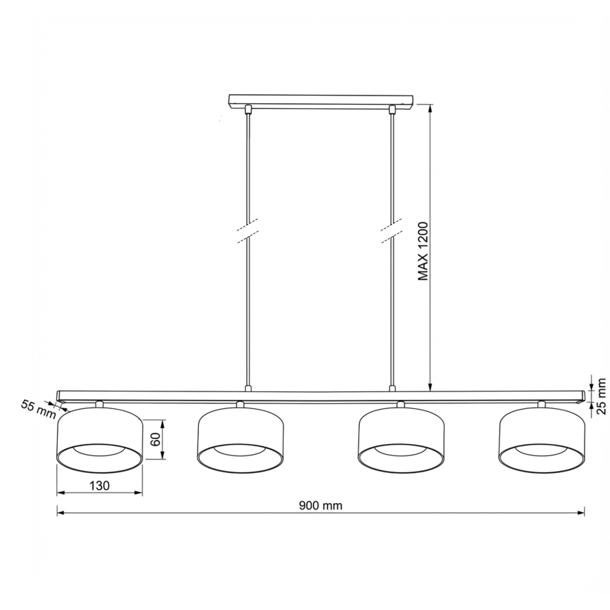 Brilagi - LED Pendellamp met kabel AURA LUX 4xGX53/30W/230V zwart/rookglas