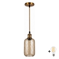 BRILAGI - LED pendellamp met kabel RETRO GLASS 1xE27/60W/230V Ø 14 cm goud/rookbruin