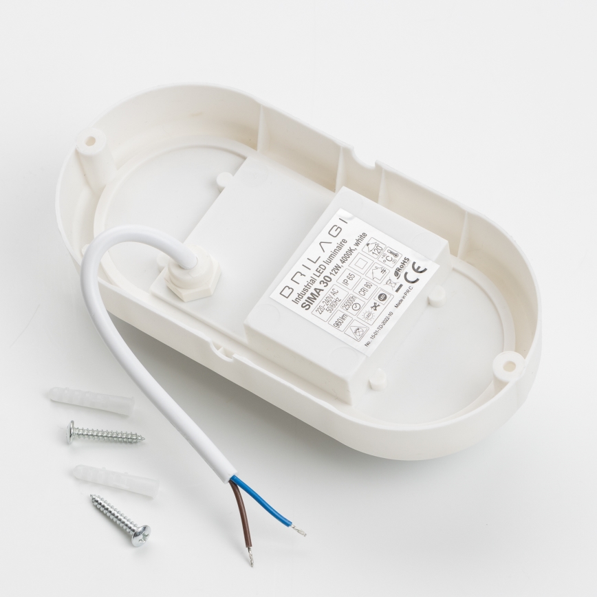 Brilagi - LED Plafondarmatuur industrieverlichting SIMA LED/12W/230V IP65 wit