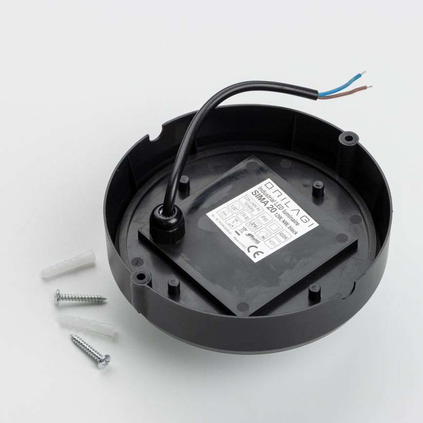 Brilagi - LED Plafondarmatuur industrieverlichting SIMA LED/12W/230V IP65 zwart