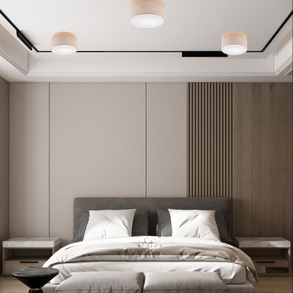 Brilagi - LED Plafondlamp BELLADONNA 1xE27/15W/230V Ø 30 cm beige/dennenhout