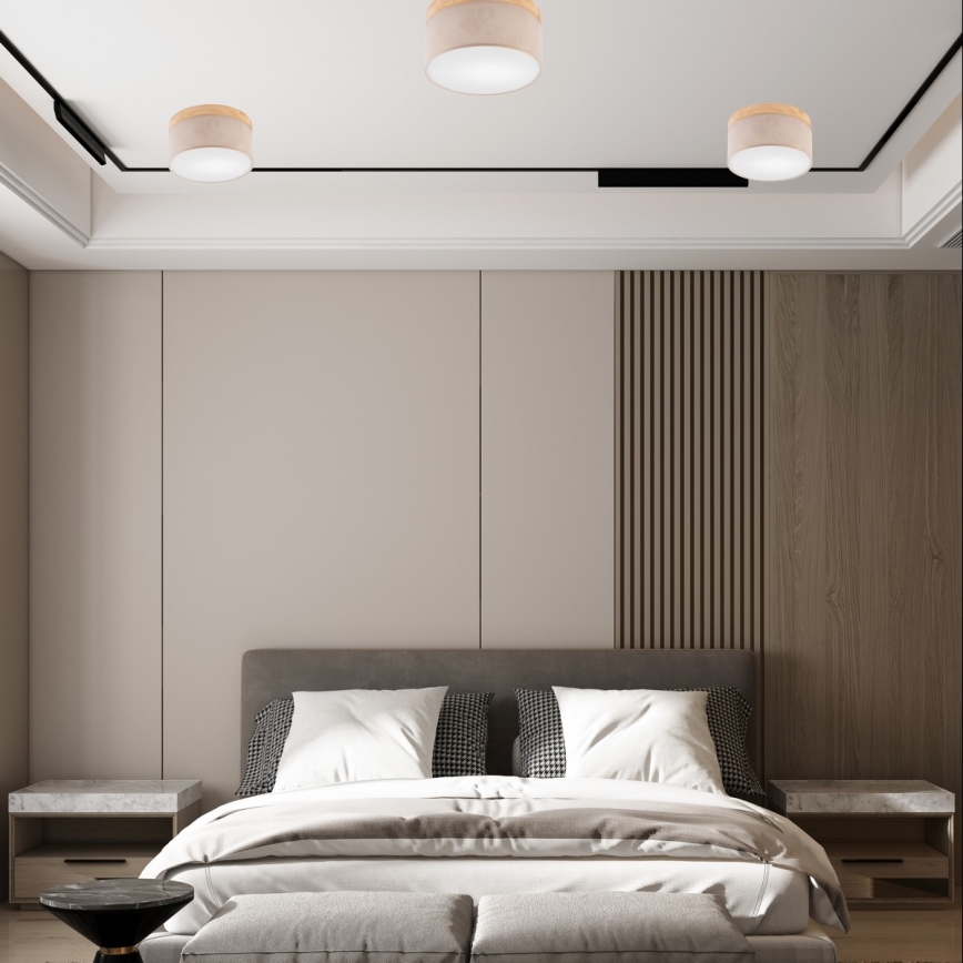 Brilagi - LED Plafondlamp BELLADONNA 1xE27/15W/230V Ø 30 cm beige/dennenhout