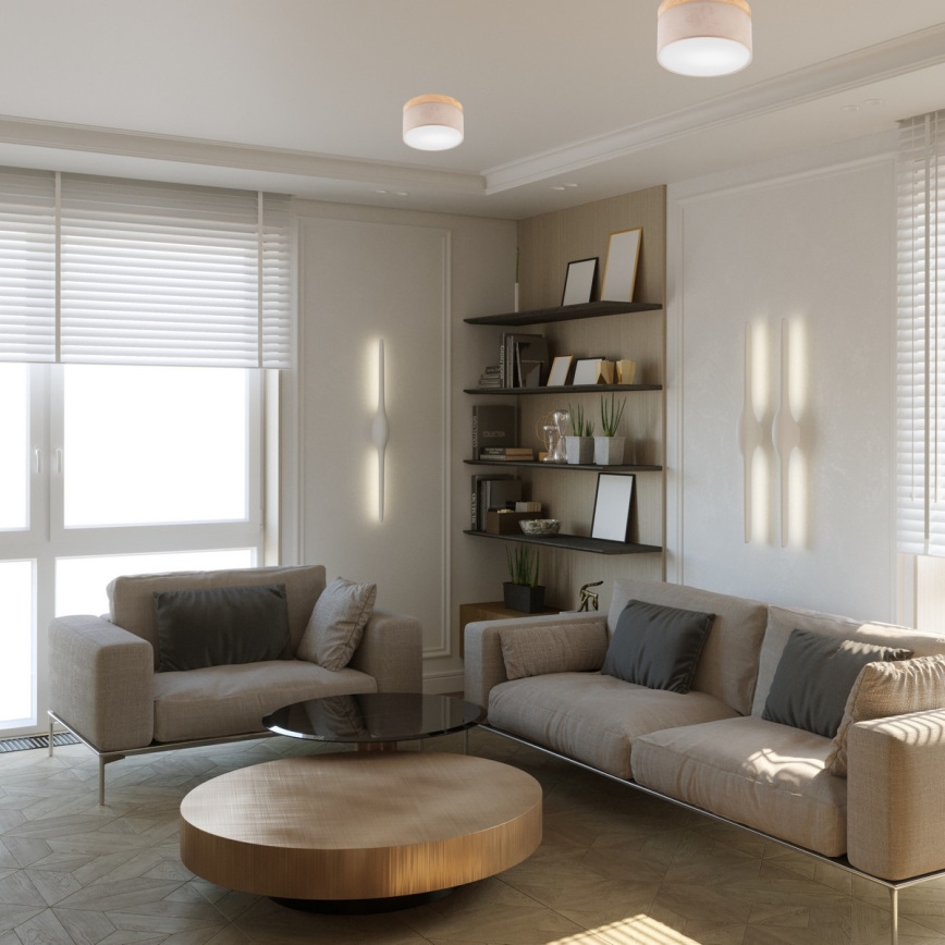 Brilagi - LED Plafondlamp BELLADONNA 1xE27/15W/230V Ø 30 cm beige/dennenhout