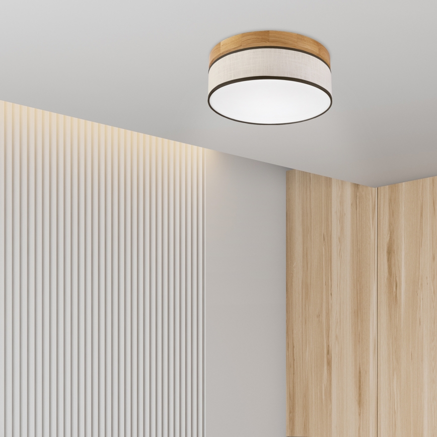 Brilagi - LED Plafondlamp BELLADONNA LED/20W/230V Ø 30 cm crème/eiken