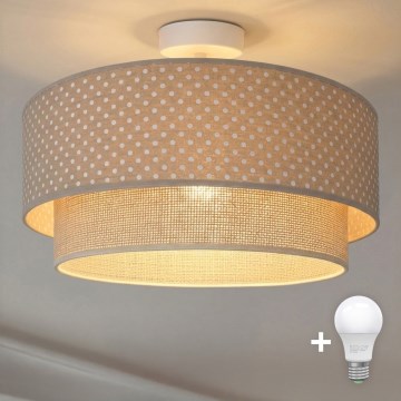 Brilagi-LED Plafondlamp BOHO BOBO 1xE27/60W/230V Ø40 cm met stippen, beige/crème.