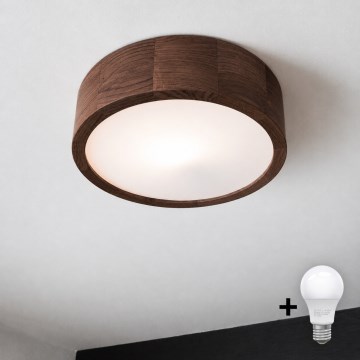 Brilagi - LED plafondlamp CARVALHO 1xE27/15W/230V eiken notenhout Ø 27 cm