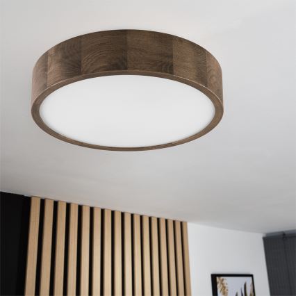 Brilagi - LED plafondlamp CARVALHO 2x E27/15W/230V eiken-walnoot Ø 37 cm