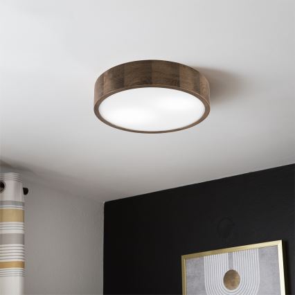 Brilagi - LED plafondlamp CARVALHO 2x E27/15W/230V eiken-walnoot Ø 37 cm