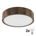 Brilagi - LED Plafondlamp CARVALHO 2xE27/60W/230V eiken walnoot Ø 37 cm