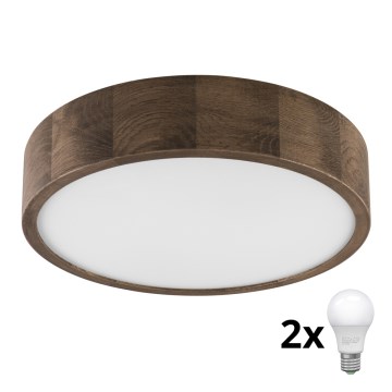 Brilagi - LED Plafondlamp CARVALHO 2xE27/60W/230V eiken walnoot Ø 37 cm