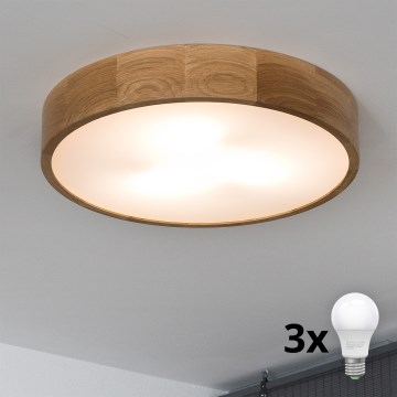 Brilagi - LED-plafondlamp CARVALHO 3xE27/15W/230V eiken Ø 47,5 cm