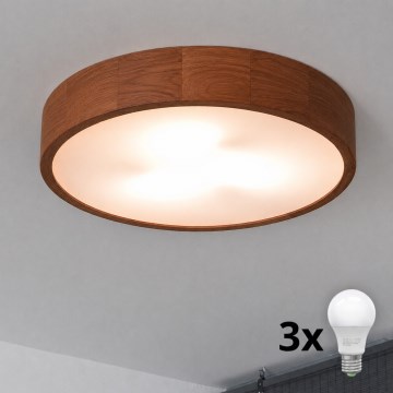 Brilagi - LED plafondlamp CARVALHO 3xE27/45W/230V eiken-kers Ø 47 cm