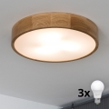 Brilagi - LED Plafondlamp CARVALHO 3xE27/60W/230V eiken pr. 47,5 cm
