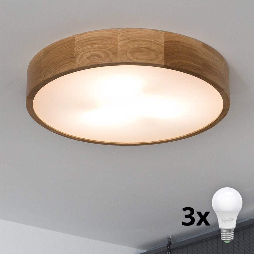 Brilagi - LED Plafondlamp CARVALHO 3xE27/60W/230V eiken pr. 47,5 cm